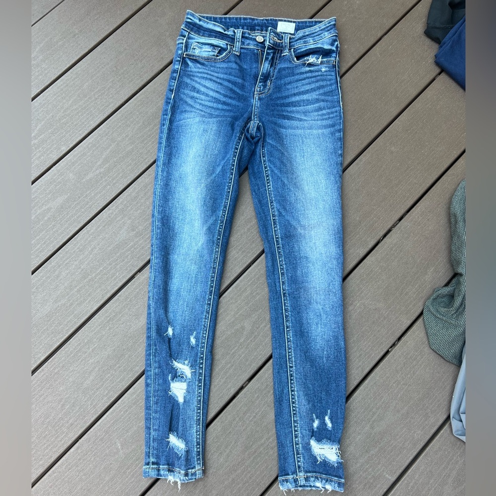 Women’s Bridge By Gly Skinny Jeans Size 25 Small distressing Mid/High Rise